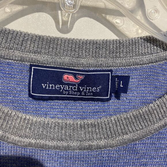 Vineyard Vines Men's Blue Gray Crew Neck Wool Blend Knit Pullover Sweater Large - Picture 4 of 12